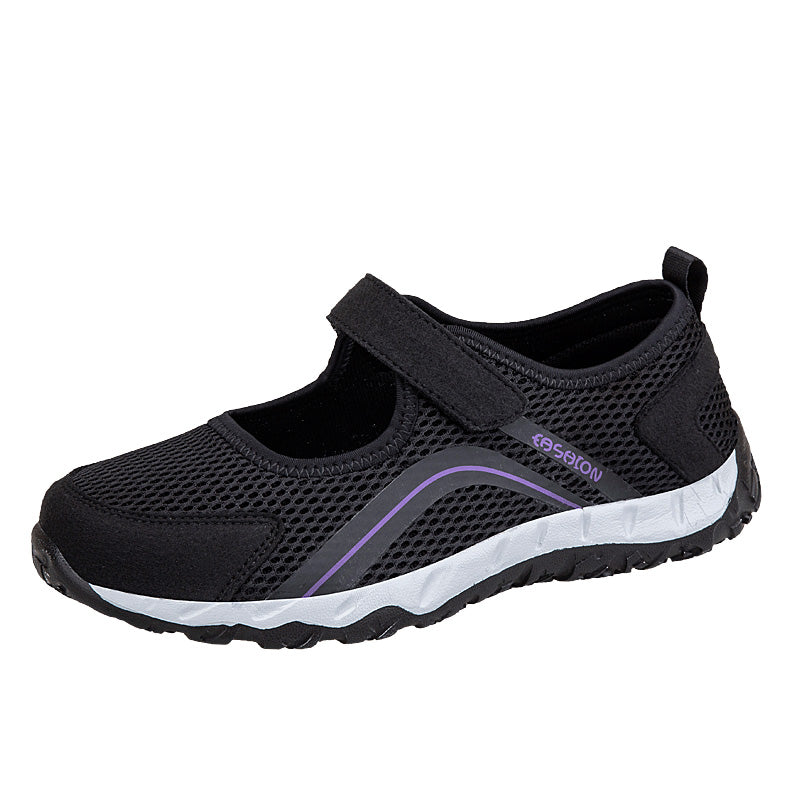 Karanmore's black breathable mesh women's walking shoes